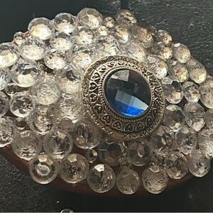 Elegant Blue and Silver Crystal Belt Buckle